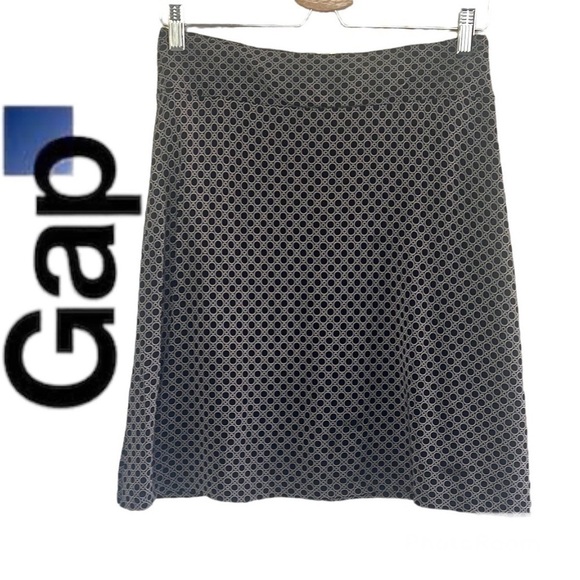 Gap Black/Beige Circle Print Stretch Pull On A Line Skirt Size M - Picture 1 of 14